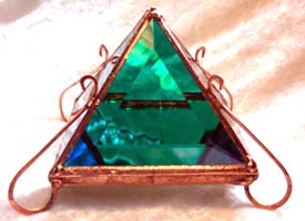 Cool colors mix inside this Pyramid Glass Box