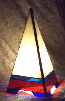 Mountain Peak Pyramid Lamp has great light to read next to.